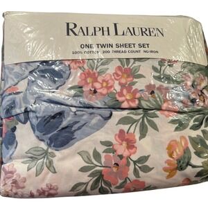 Ralph Lauren Allison Multi Twin Sheet Set 100% Cotton Floral 200 TC‎ Vintage New